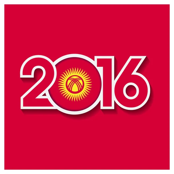 2016 jaar met Kirgizië vlag — Stockvector