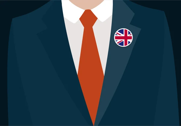 Businessman with UK flag badge — Stock Vector