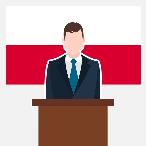 ポーランドの旗を持ったビジネスマン — ストックベクタ