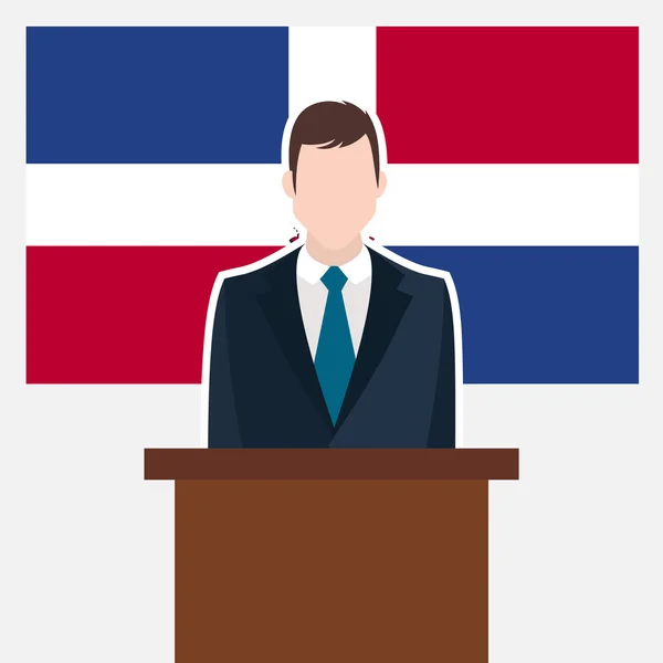 Homme d'affaires avec drapeau de la République dominicaine — Image vectorielle