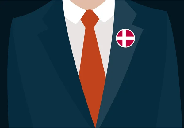 Biznesmen z Danii banderą znaczek — Wektor stockowy