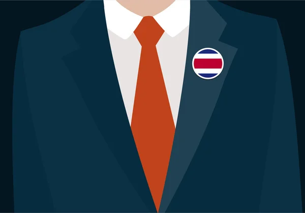 Hombre de negocios con insignia de bandera de Costa Rica — Vector de stock