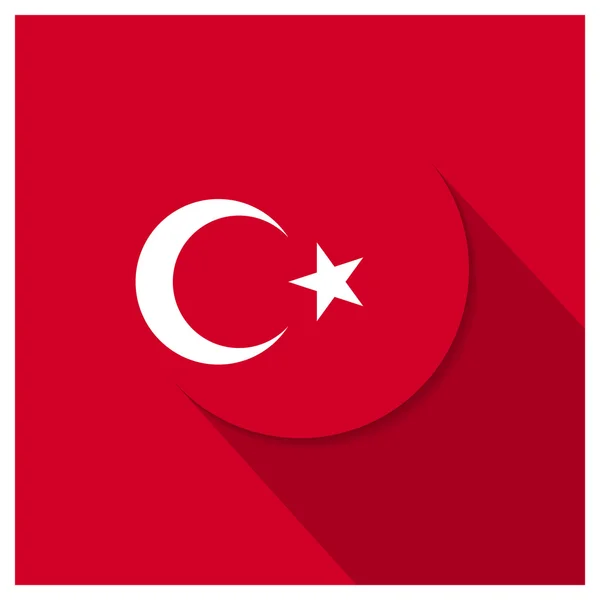 Uzun gölge Türkiye bayrağı — Stok Vektör