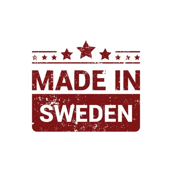 Hergestellt in Schweden - rotes Gummistempeldesign — Stockvektor