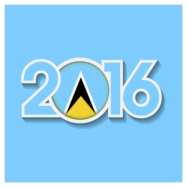 2016 jaar met vlag van Saint Lucia — Stockvector