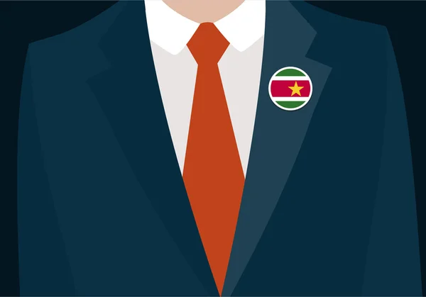 Zakenman met Suriname vlag badge — Stockvector