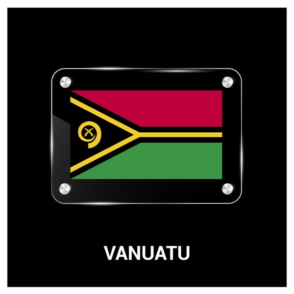 Placa de vidro bandeira Vanuatu — Vetor de Stock