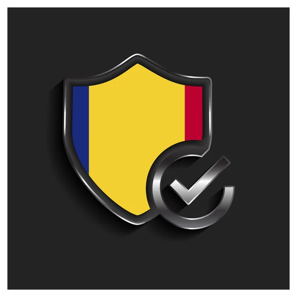 Εντάξει, ασφαλείας shield σημαία της Ρουμανίας — Διανυσματικό Αρχείο