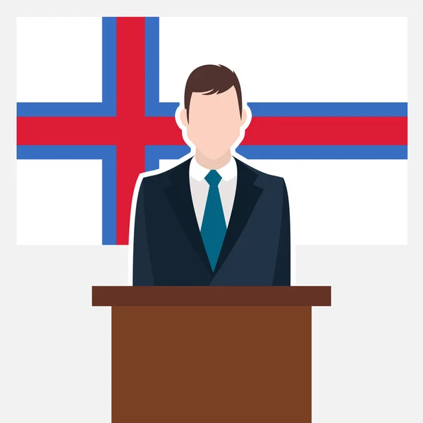 Faroe Adaları bayrağı ile işadamı — Stok Vektör