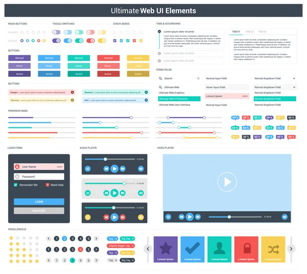 De elementen van de gebruikersinterface van de ultieme web — Stockvector