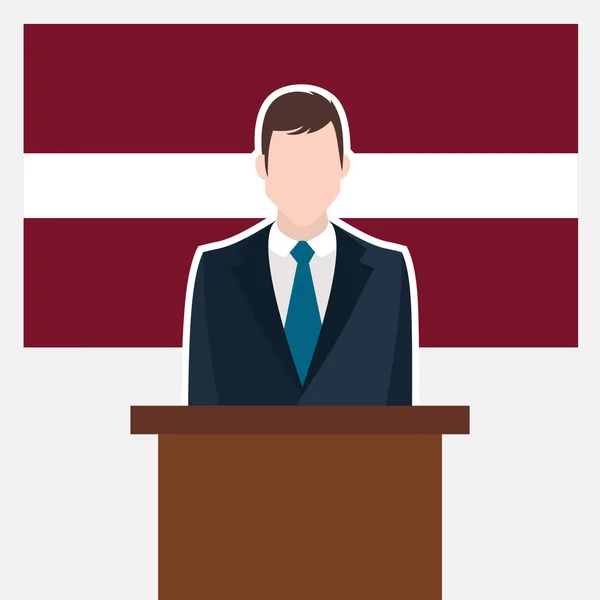 Homme d'affaires avec drapeau letton — Image vectorielle