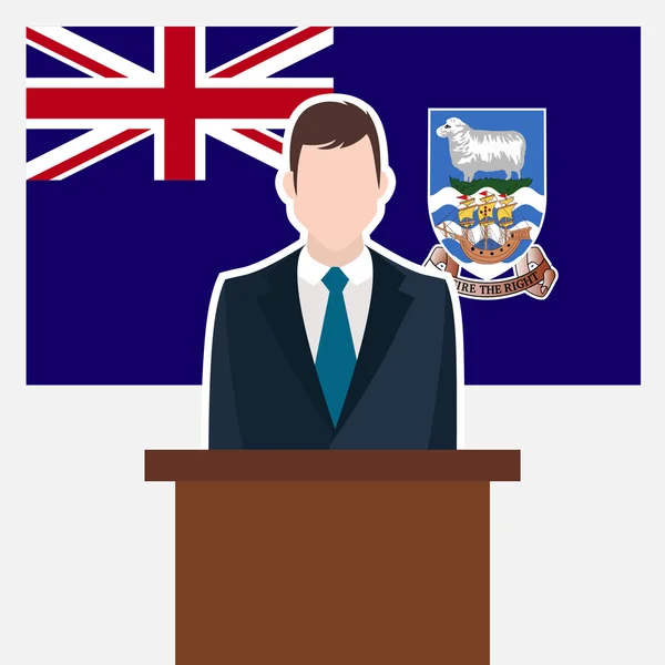 Hombre de negocios con bandera de las Islas Malvinas — Archivo Imágenes Vectoriales