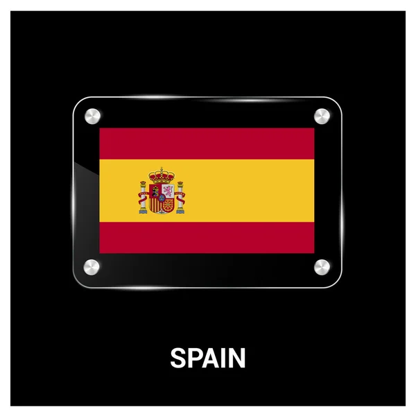 Bandera de España placa de vidrio — Archivo Imágenes Vectoriales