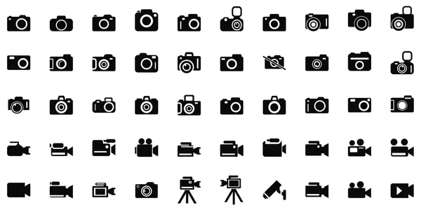 Set van foto- en videocamera's pictogrammen — Stockvector