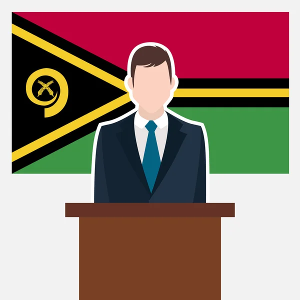 Homme d'affaires avec drapeau Vanuatu — Image vectorielle