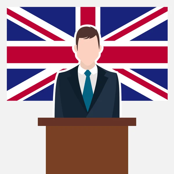 Geschäftsmann mit Flagge des Vereinigten Königreichs — Stockvektor