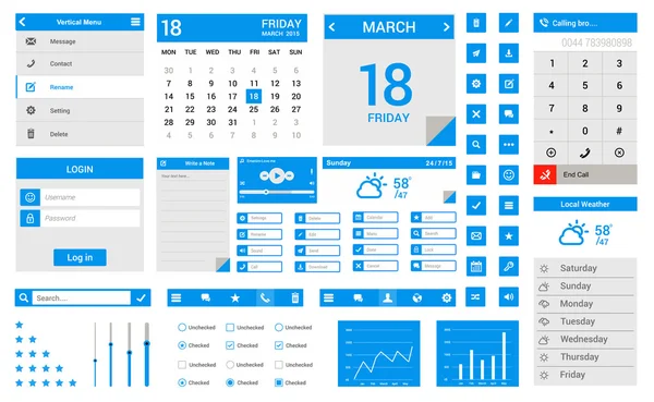 Элементы Flat Mobile Web Ui — стоковый вектор