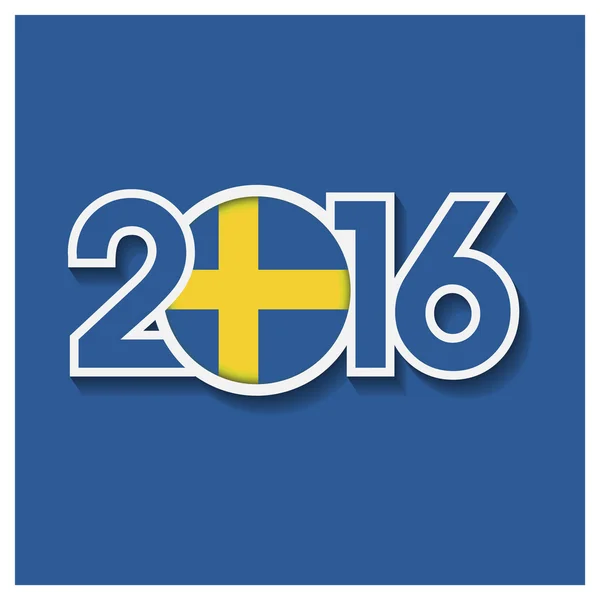 2016 yıl İsveç bayrağı ile — Stok Vektör