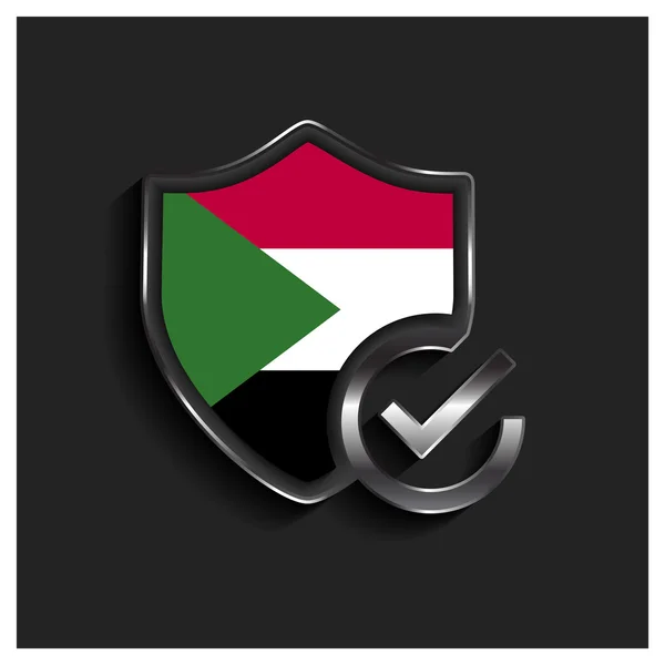 Ok escudo de seguridad Sudán bandera — Vector de stock