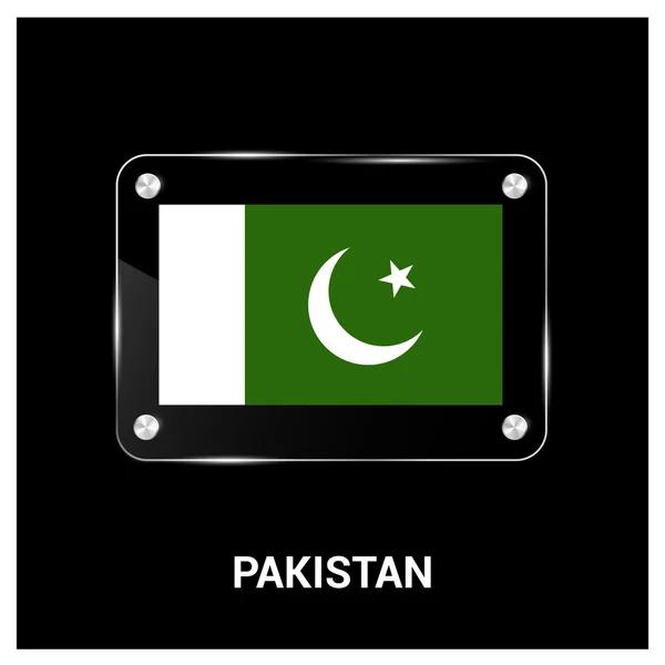 巴基斯坦国旗玻璃板 — 图库矢量图片
