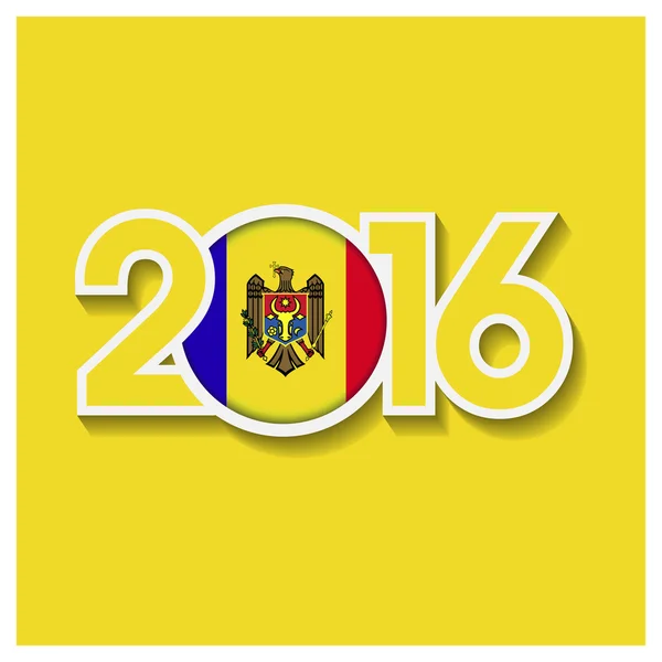 2016 år med Moldova-flagg – stockvektor