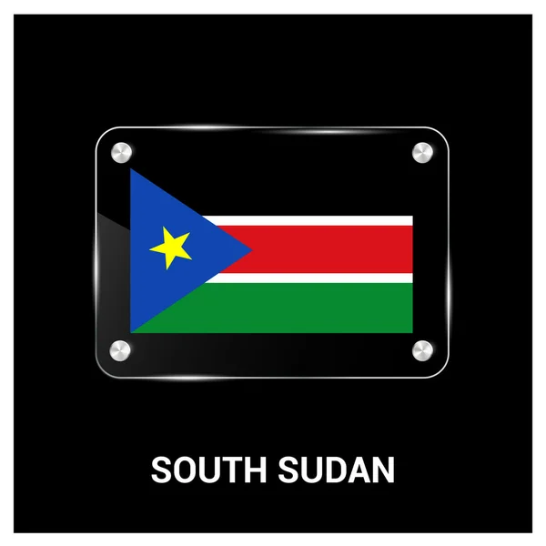 Güney Sudan bayrağı cam levha — Stok Vektör