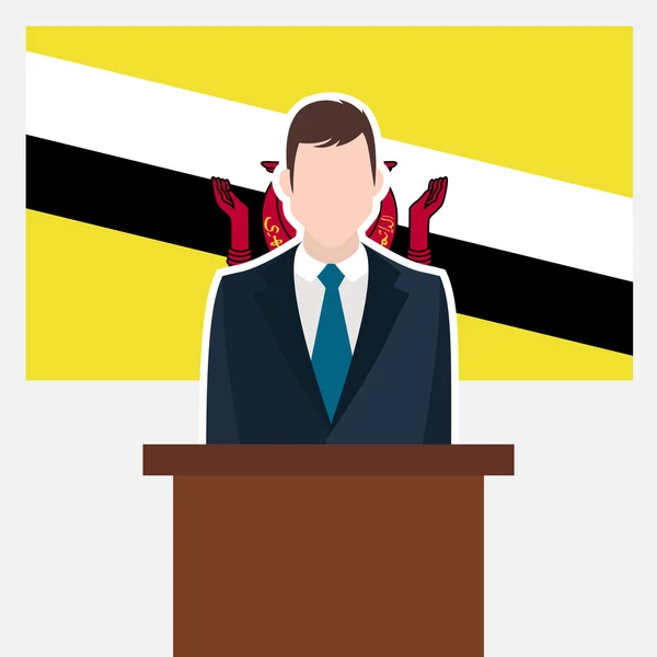 Homme d'affaires avec drapeau du Brunei — Image vectorielle