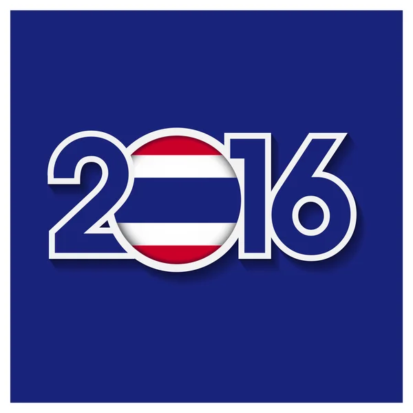 2016 année avec drapeau Thaïlande — Image vectorielle