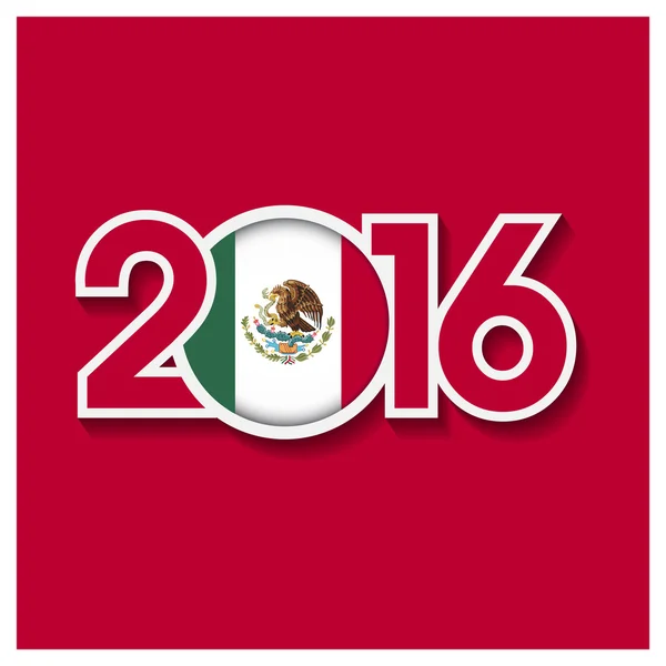 2016 year with Mexico flag — Stock Vector
