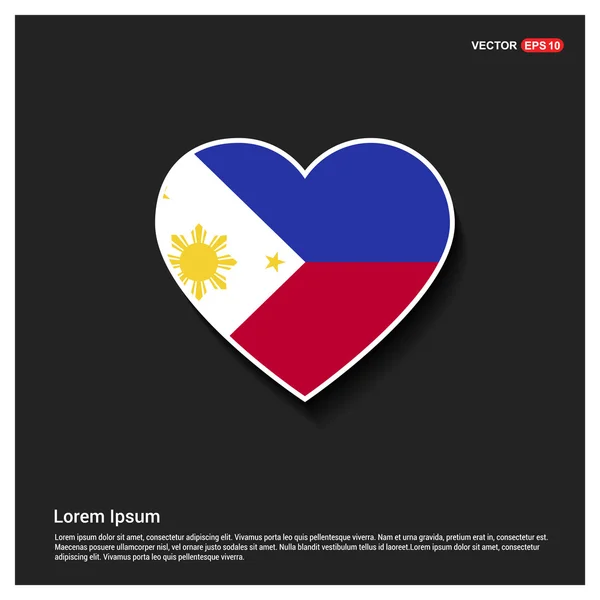 Forma de corazón Bandera de Filipinas — Vector de stock