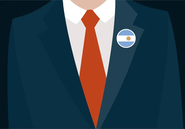 男士的西服与阿根廷国旗徽章. — 图库矢量图片