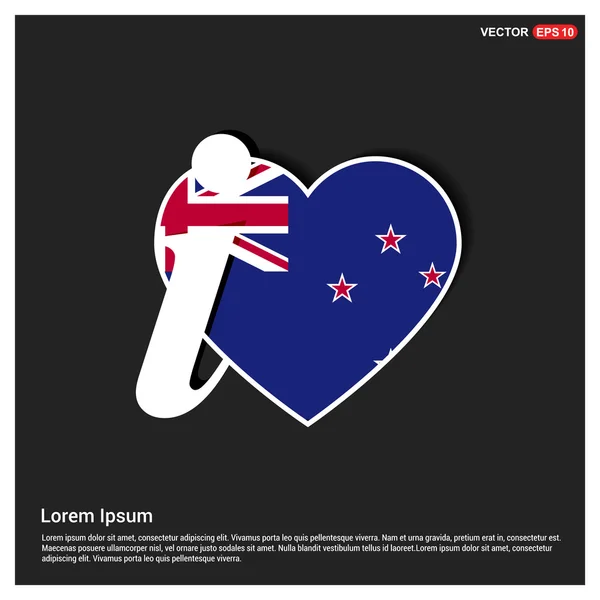 Heart Shape New Zealand Flag — Wektor stockowy