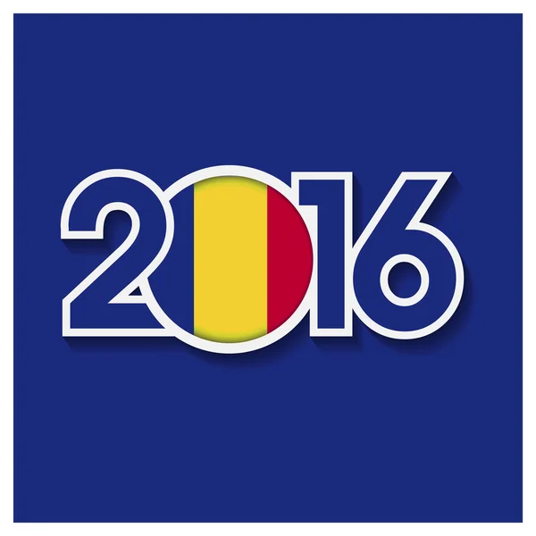 2016 année avec drapeau Roumanie — Image vectorielle