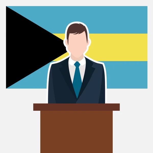 Homme d'affaires avec le drapeau des Bahamas — Image vectorielle