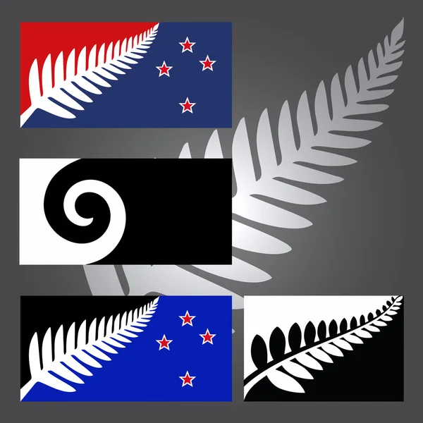 Flaga Nowej Zelandii kwiatowy zestaw — Wektor stockowy