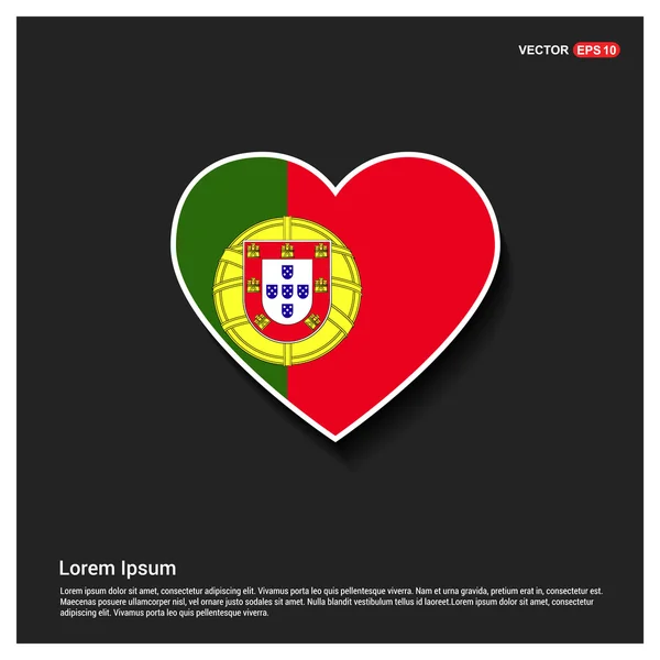 Я люблю сердце флага Португалии — стоковый вектор
