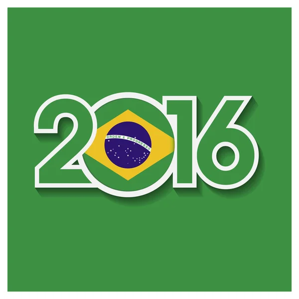 2016 год с флагом Бразилии — стоковый вектор