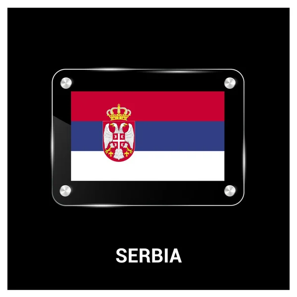 Sérvia placa de vidro bandeira — Vetor de Stock