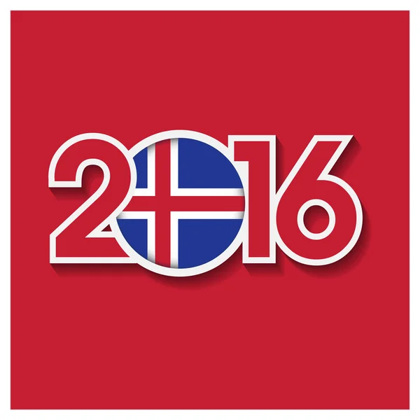 2016 año con bandera de Noruega — Vector de stock