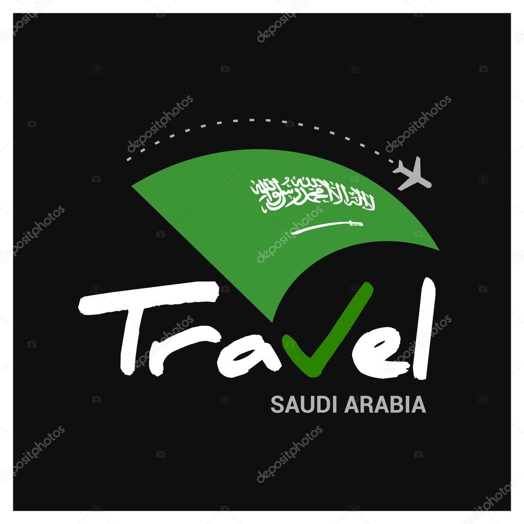 Saudi Arabia Travel symbol. Vector travel company logo design - Country travel agency logo - Country Flag Travel and Tourism concept. vector illustration
