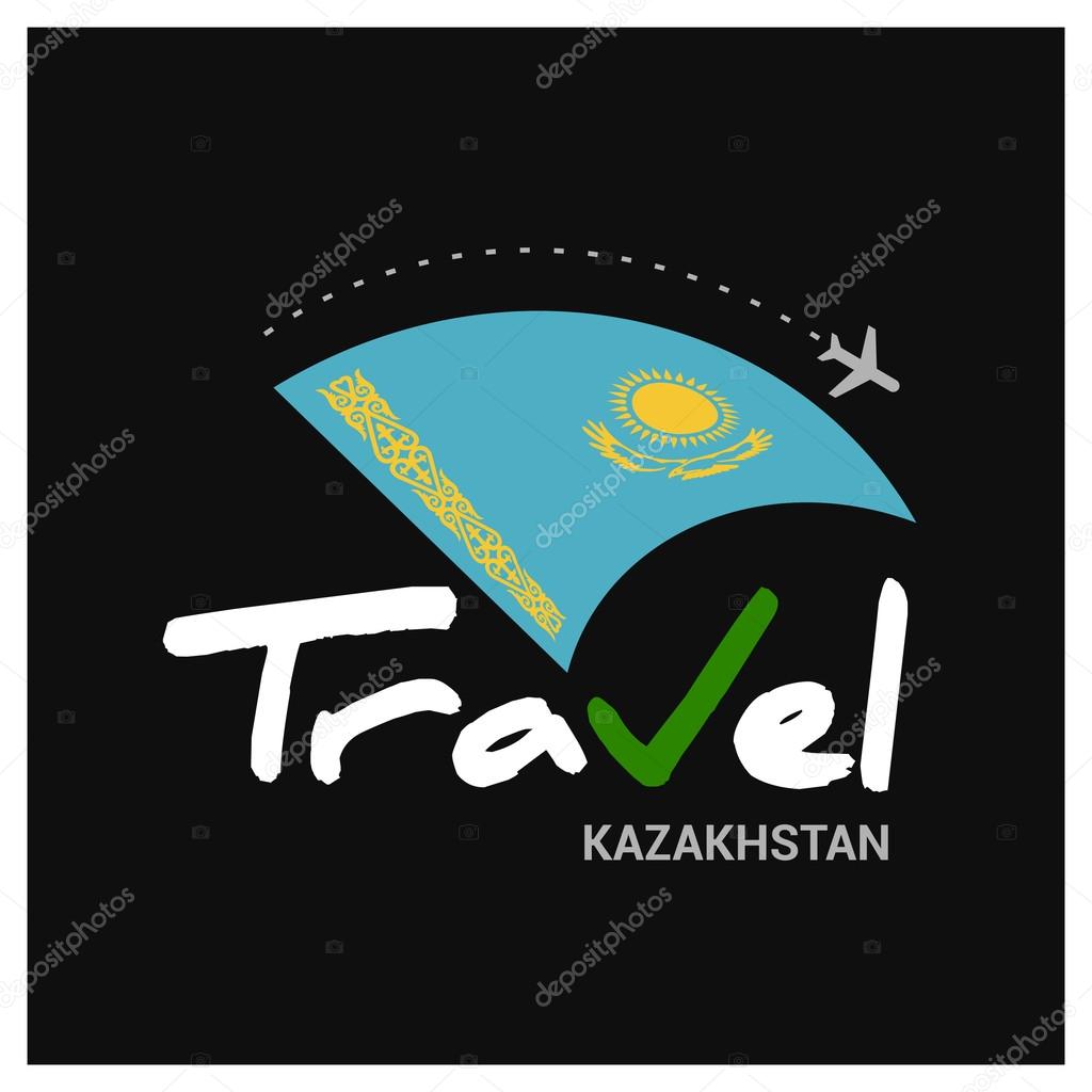 Kazakhstan Travel symbol. Vector travel company logo design - Country travel agency logo - Country Flag Travel and Tourism concept. vector illustration