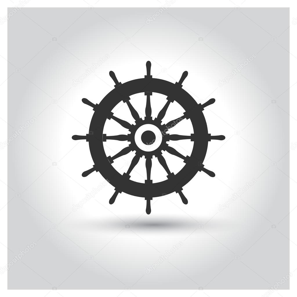 Ship steering wheel icon. vector illustration