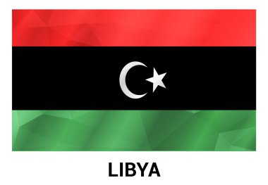 Libya bayrağı, geometrik çokgen şekiller.