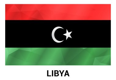 Libya Flag, geometric polygonal shapes. clipart