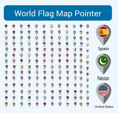 Harita göstergesi ile bayrak parlak düğmeler