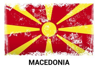 Makedonya grunge bayrak izole vektör resmi renklerde