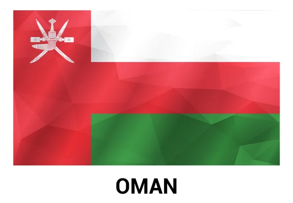 Omanische Flagge, geometrische polygonale Formen. — Stockvektor