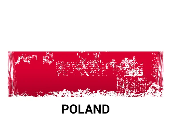 Vlajka Polsko polsky grunge — Stockový vektor