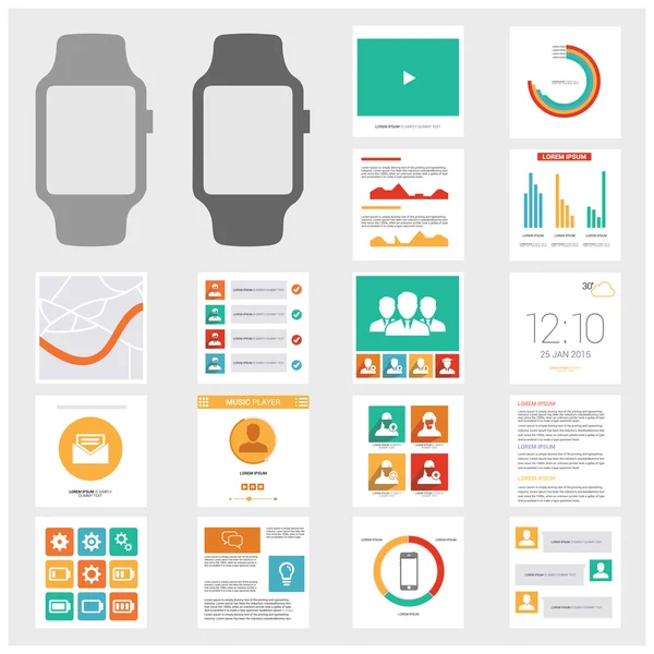 Smart watch. UI Kit. — Stock Vector