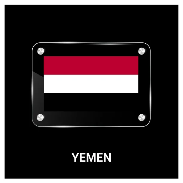Jemen flagga glasplatta — Stock vektor